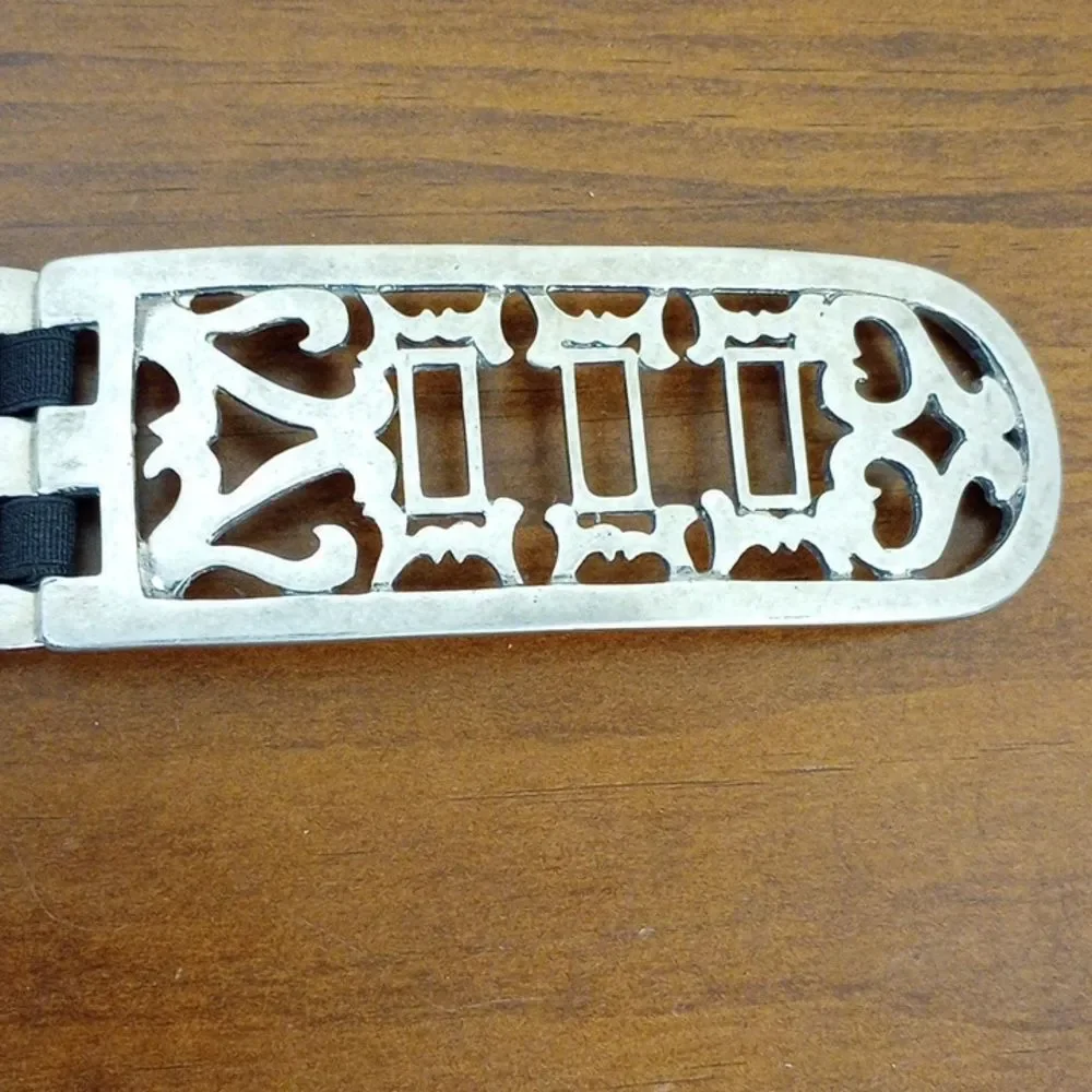 Suzi Roher 1949 Art Deco Silver Metal Stretch Elastic Statement Belt